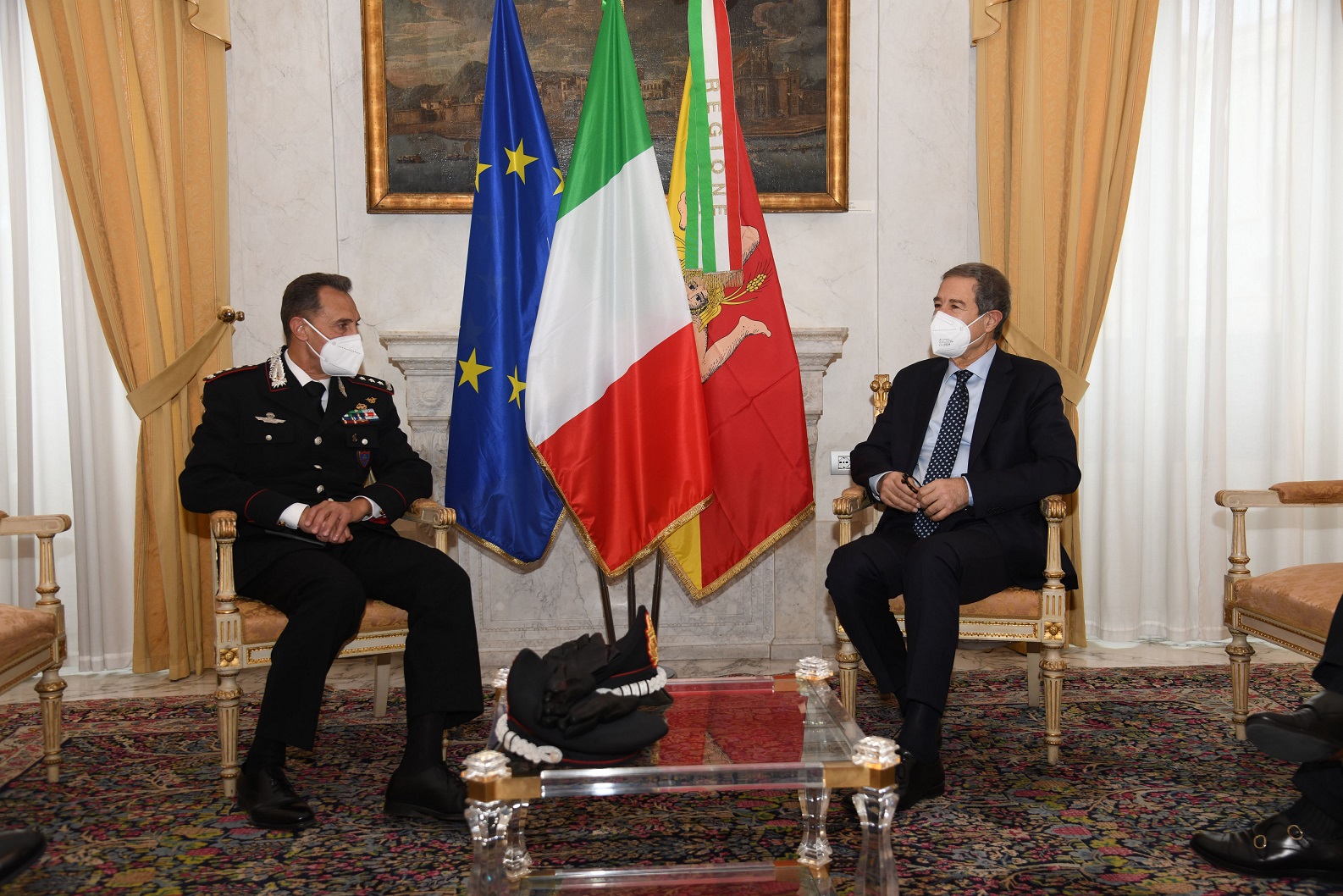 Palazzo Orléans, Musumeci riceve il generale Galletta neo comandante Sicilia-Calabria dei carabinieri