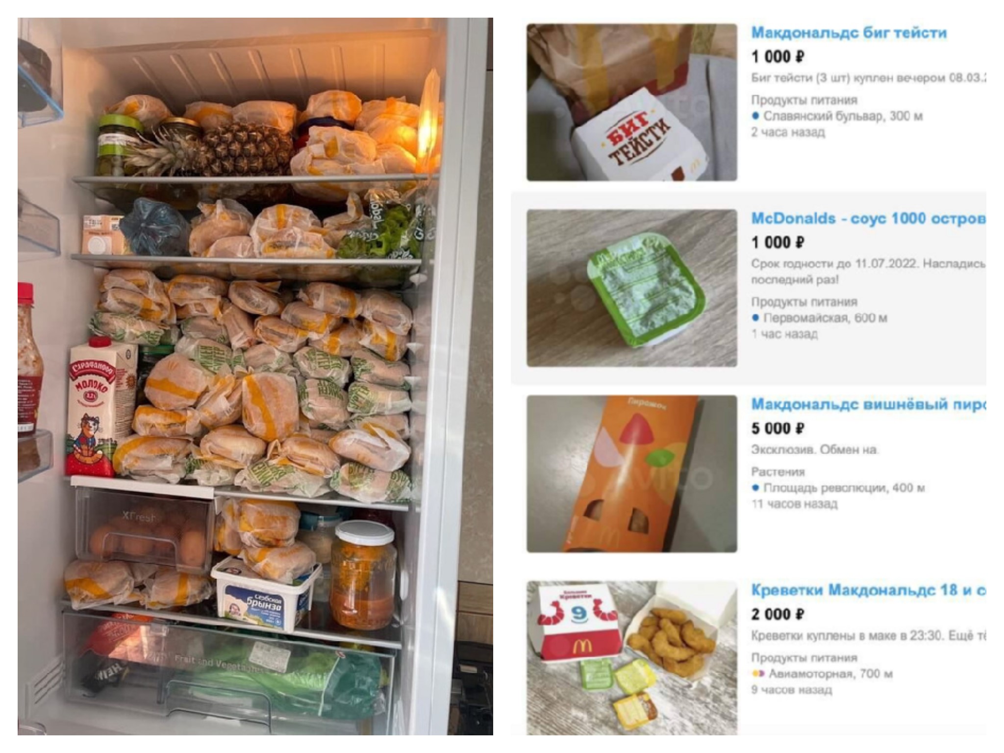 McDonald’s ferma le attività in Russia, uomo riempie il frigo di hamburger (altri li vendono a quasi 300 euro)
