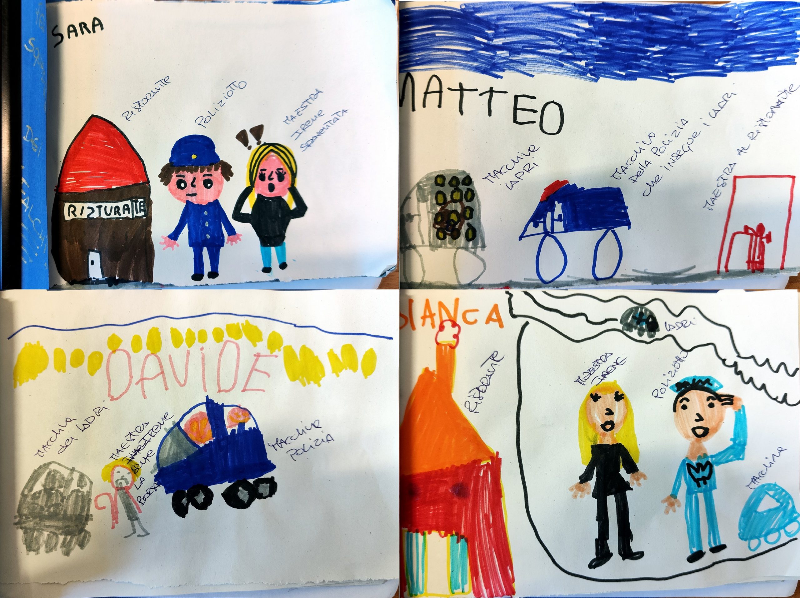 Polizia recupera borsa rubata ad una maestra e i suoi alunni dedicano disegni ai “Falchi” della Squadra Mobile