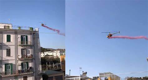Napoli, elicottero con fumo rosa per la gravidanza, verifiche della Polizia su autorizzazioni e coinvolti