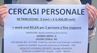 Italia, titolare non trova personale e pubblica un annuncio: “6mila euro netti per 3 mesi”. Inondato di candidature
