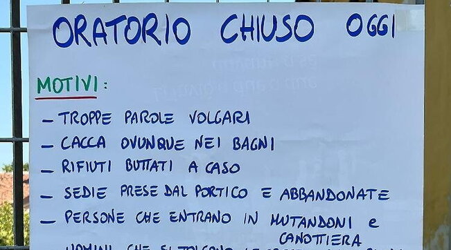 Italia. Mantova, a Cicognara l’oratorio chiude per “maleducazione”