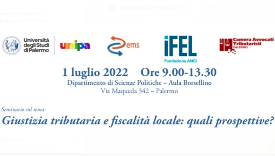 Giustizia tributaria e fiscalità locale, esperti a confronto a Palermo