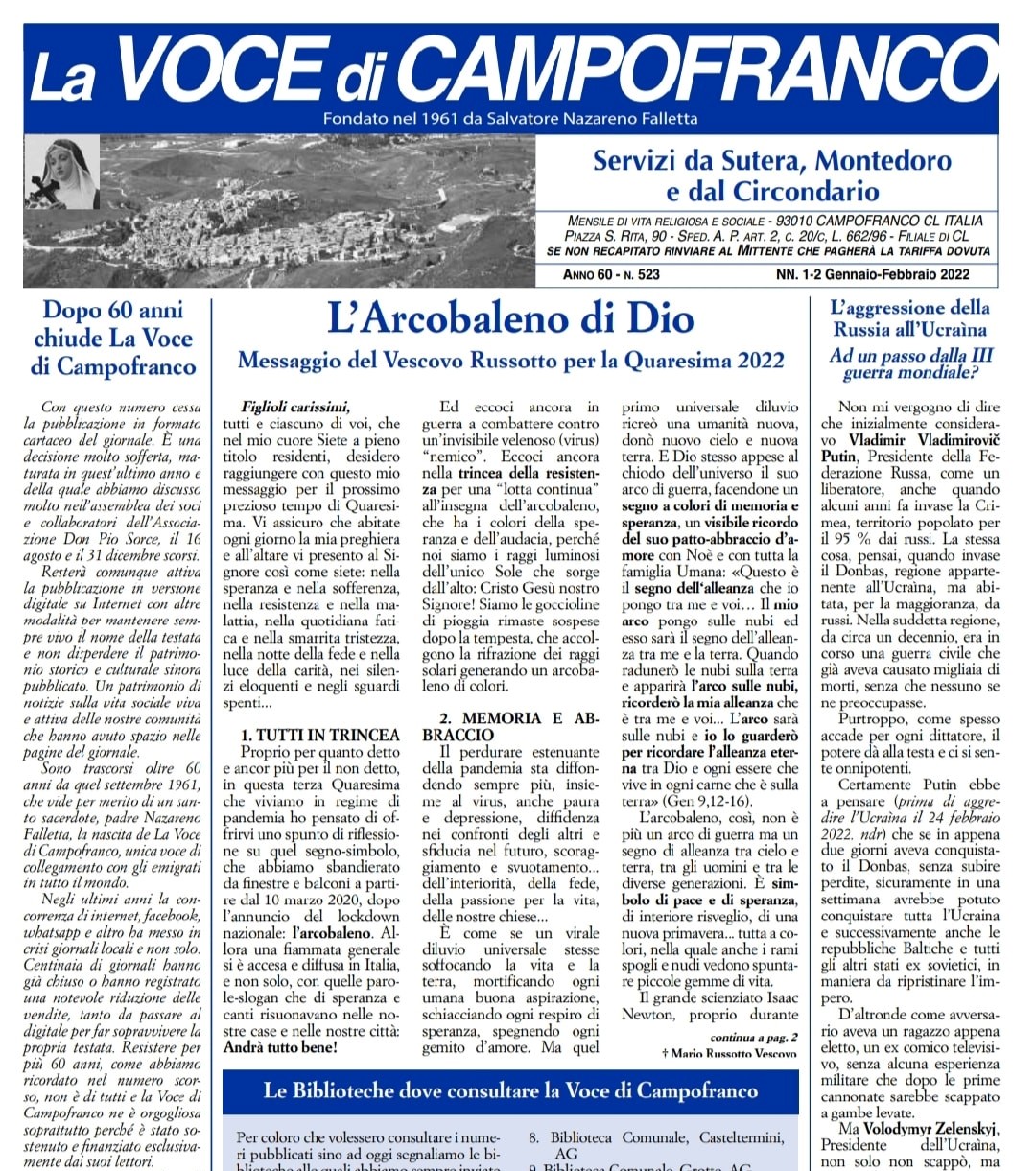Campofranco. Dopo 60 anni chiude le pubblicazioni il giornale “La Voce di Campofranco”