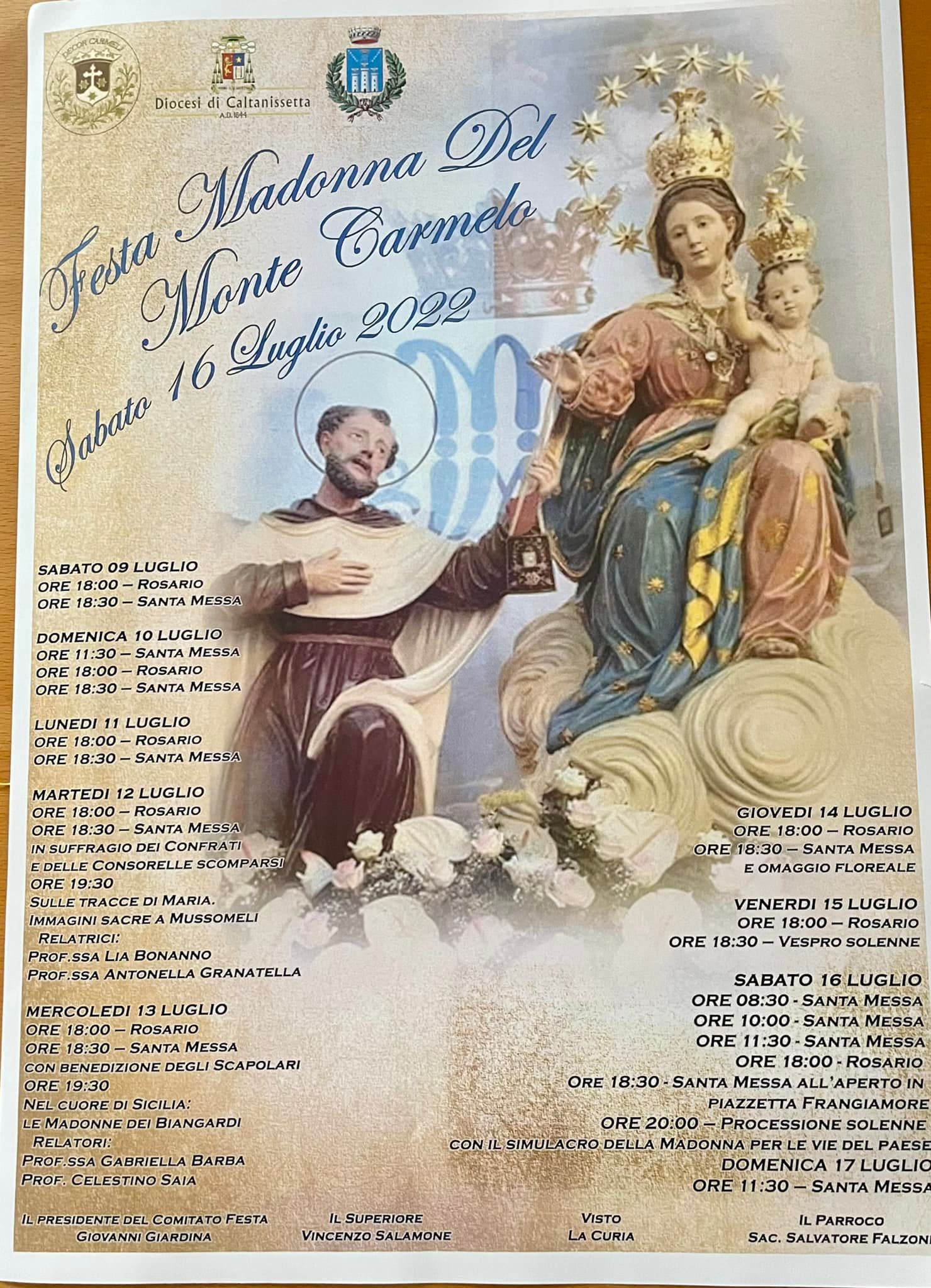 Mussomeli, ottavario Madonna del Carmelo: mercoledì e giovedì appuntamenti culturali