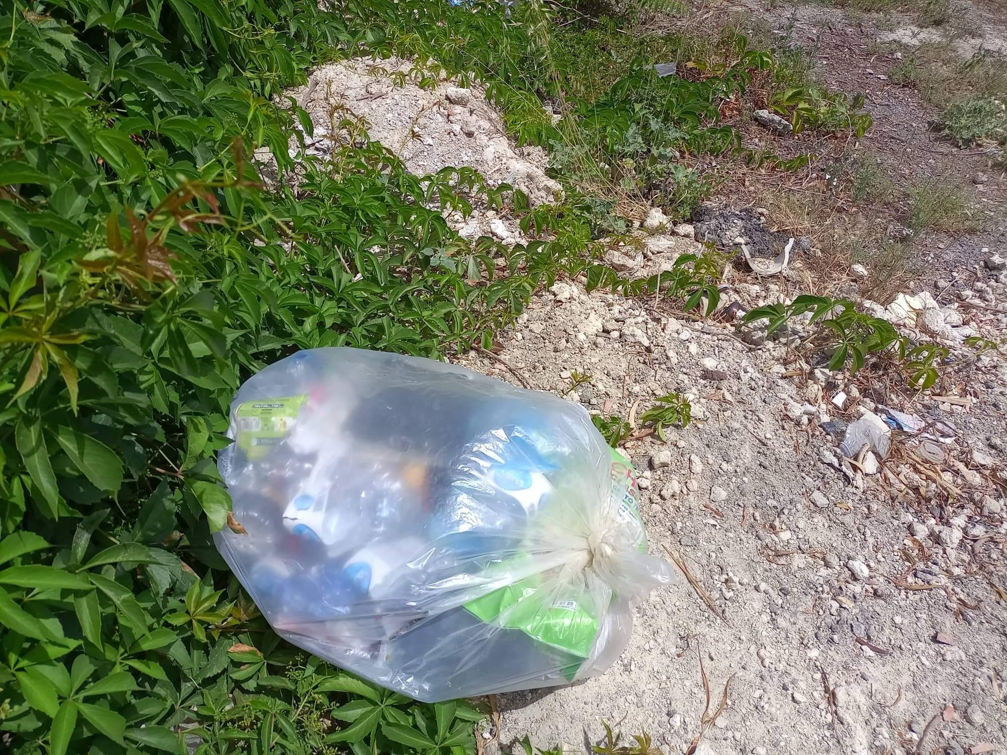 San Cataldo. Sacchetto di rifiuti nel Parco Achille Carusi. L’associazione Straula: “Vietato per legge l’abbandono di immondizia”