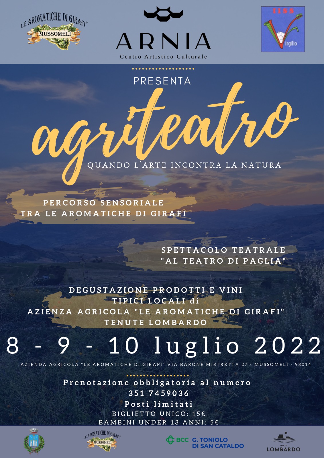 Agriteatro 8, 9 e 10 luglio in contrada Girafi. Valorizzazione territorio