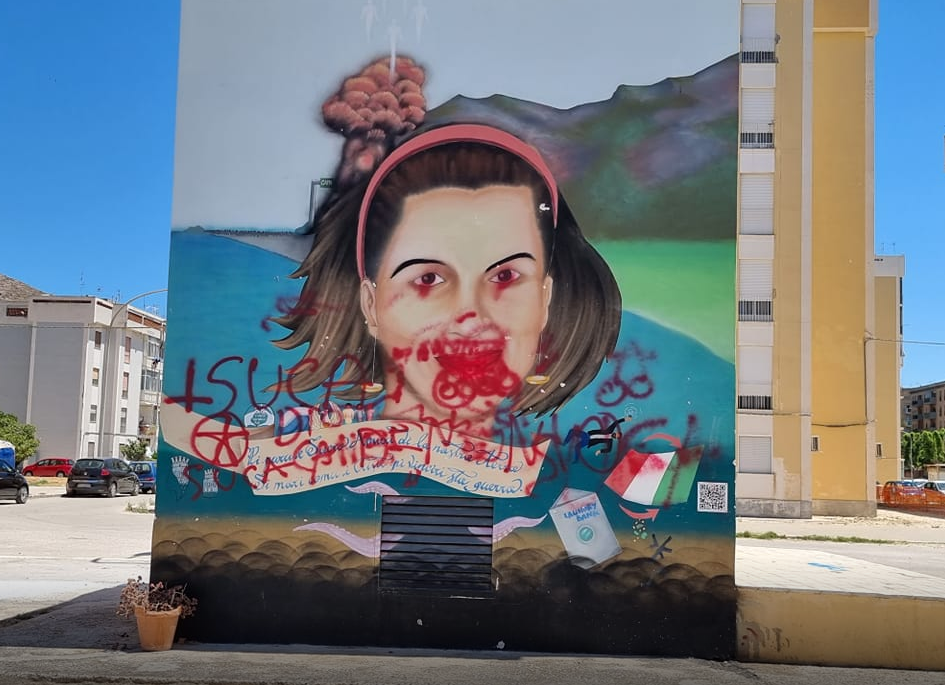 Imbrattato murales a Trapani dedicato a Francesca Morvillo