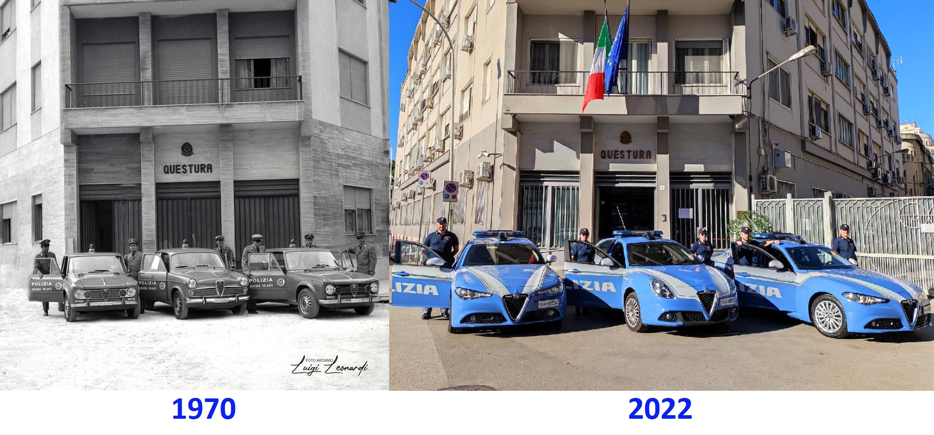 Questura di Caltanissetta, la stessa foto 50 anni dopo