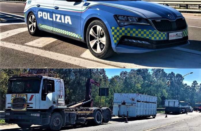 Caltanissetta, abbandona l’autoarticolato in panne sulla SS626 e va via: Polizia lo sanziona