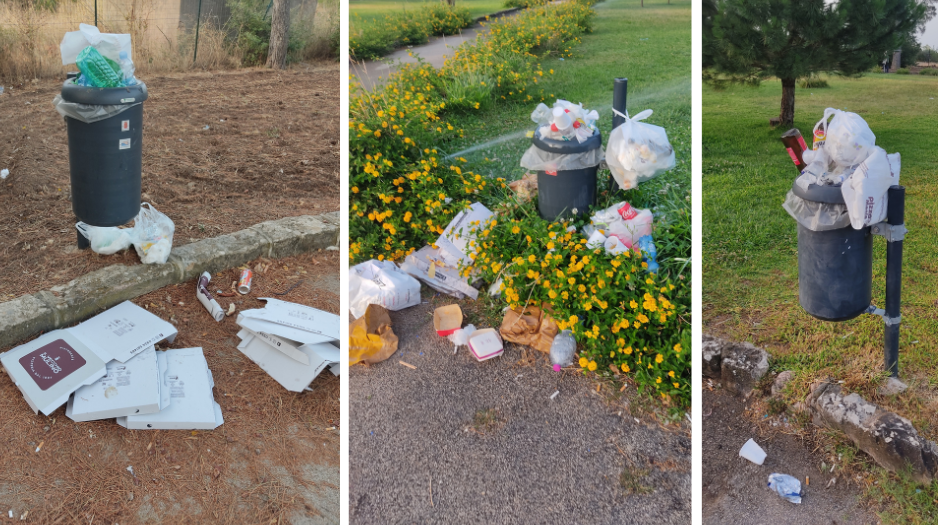 Caltanissetta, Parco Dubini: cestini stracolmi e sacchi di rifiuti a terra. Chi è il responsabile?