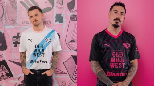 Nero e magenta nella seconda maglia del Palermo, striscia azzurro-City nella terza