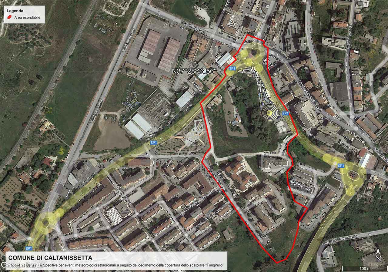 Caltanissetta, rottura del collettore fongnario e rischio allagamenti: le indicazioni della Protezione Civile