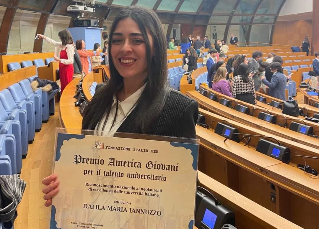 Sommatino. Grande gioia per Dalila Maria Iannuzzo che ha ricevuto il Premio America Giovani 2024 della Fondazione Italia Usa