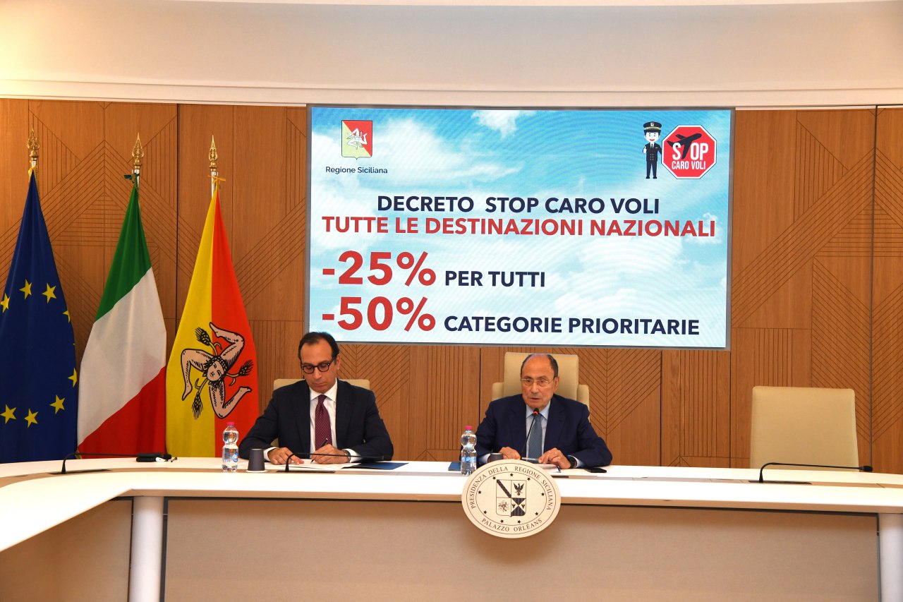 Caro voli, da domani sconti per i collegamenti con tutti gli scali italiani. Schifani e Aricò: «Un risultato importante per i siciliani»
