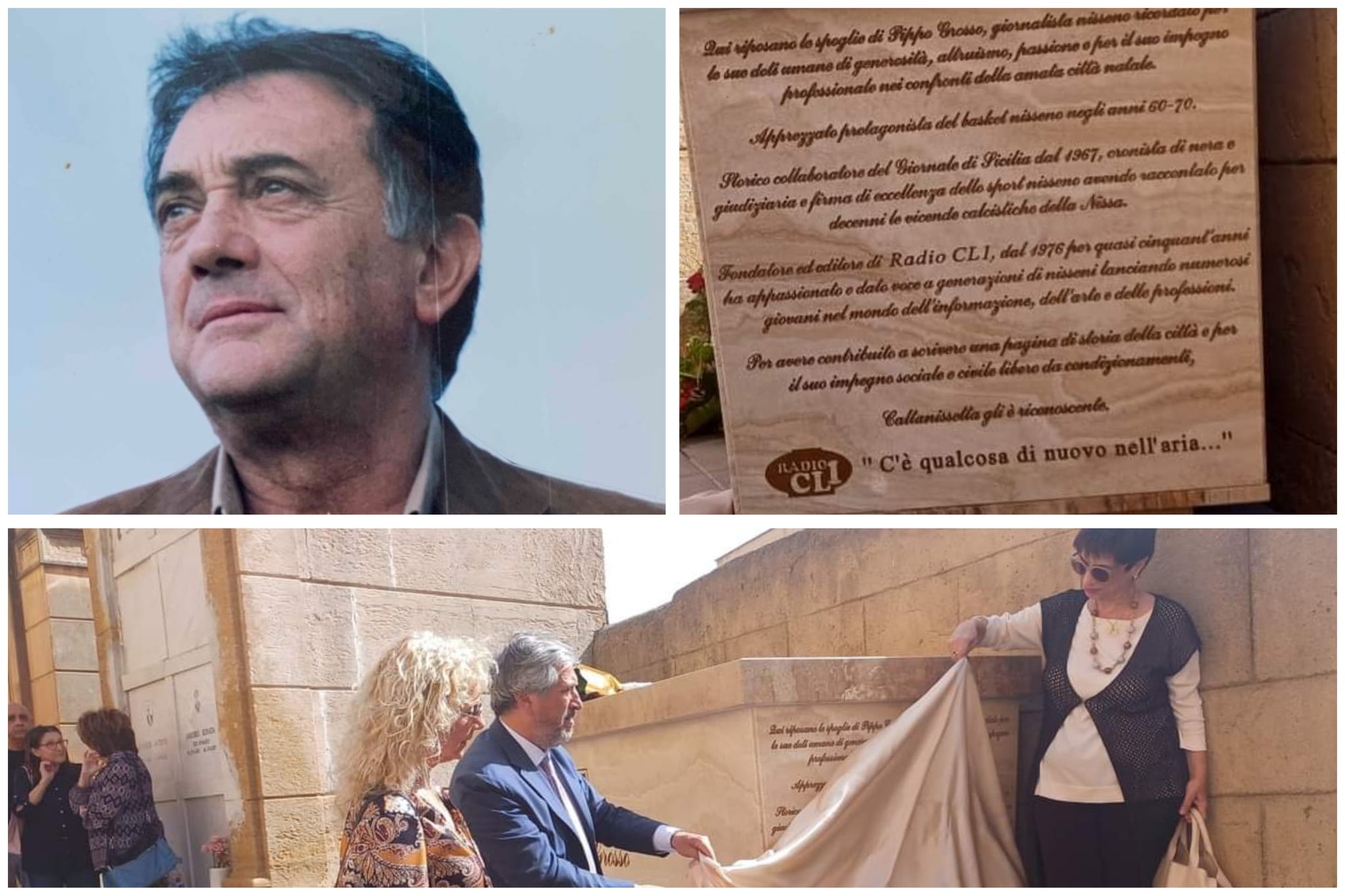 Caltanissetta ricorda il giornalista Pippo Grosso. Al cimitero Angeli il monumento funerario in sua memoria