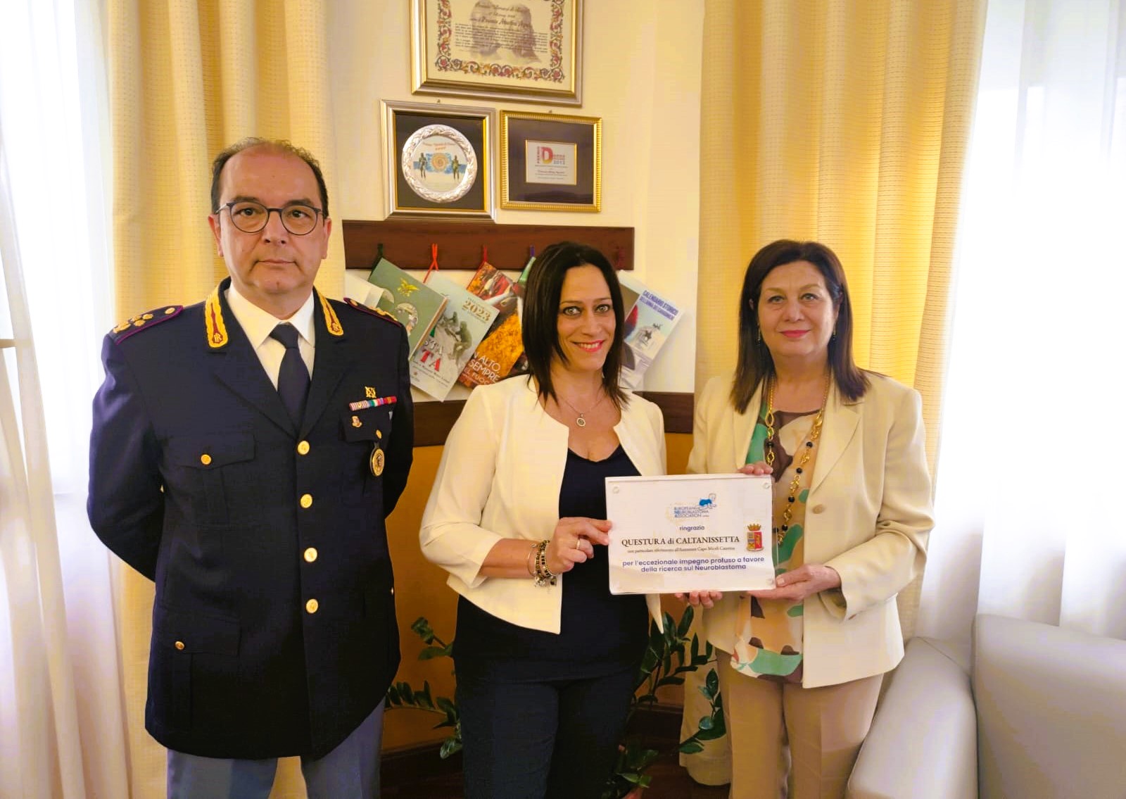 Caltanissetta. Riconoscenza attribuita alla Questura per l’impegno a favore della ricerca sul neuroblastoma