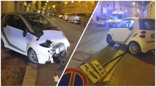 Caltanissetta, carambola di una Smart in Corso Umberto: solo tanta paura