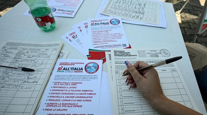 Sinistra Italiana Caltanissetta. Autonomia differenziata: ecco il bilancio dell’attività di raccolta firme per l’abrogazione della legge