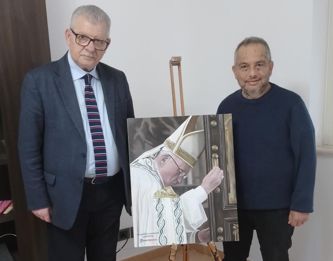 San Cataldo. Il 25 marzo Fenimprese donerà al Vaticano opera dell’artista Rosario Aiera raffigurante il Santo Padre