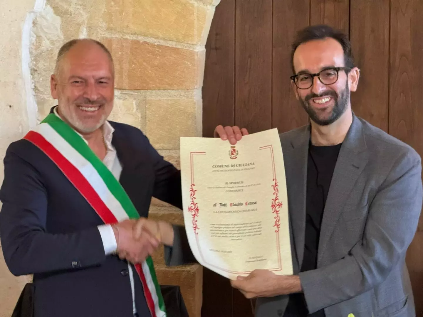 A Claudio Cerasa la cittadinanza onoraria del comune di Giuliana