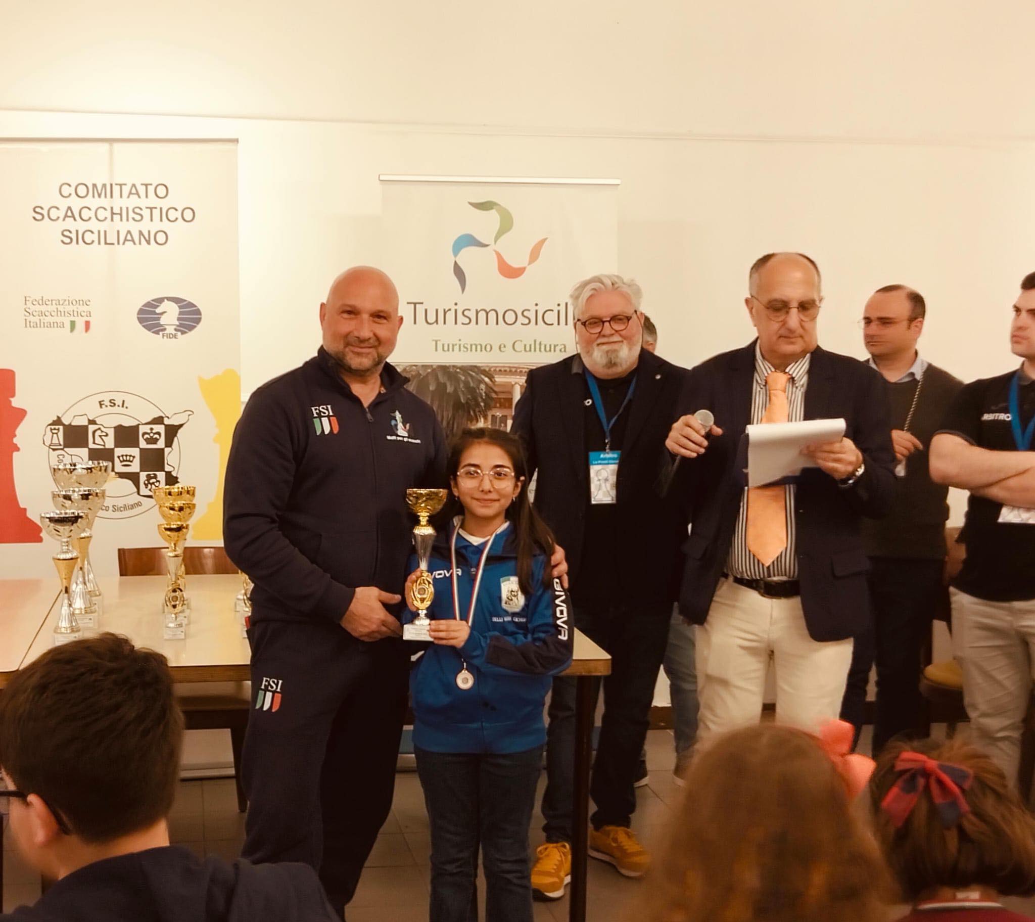 Sommatino. Giorgia Belli ha vinto il titolo provinciale di scacchi e quello di vice campionessa regionale Under 10