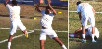 Esulta come Cristiano Ronaldo ma si fa male