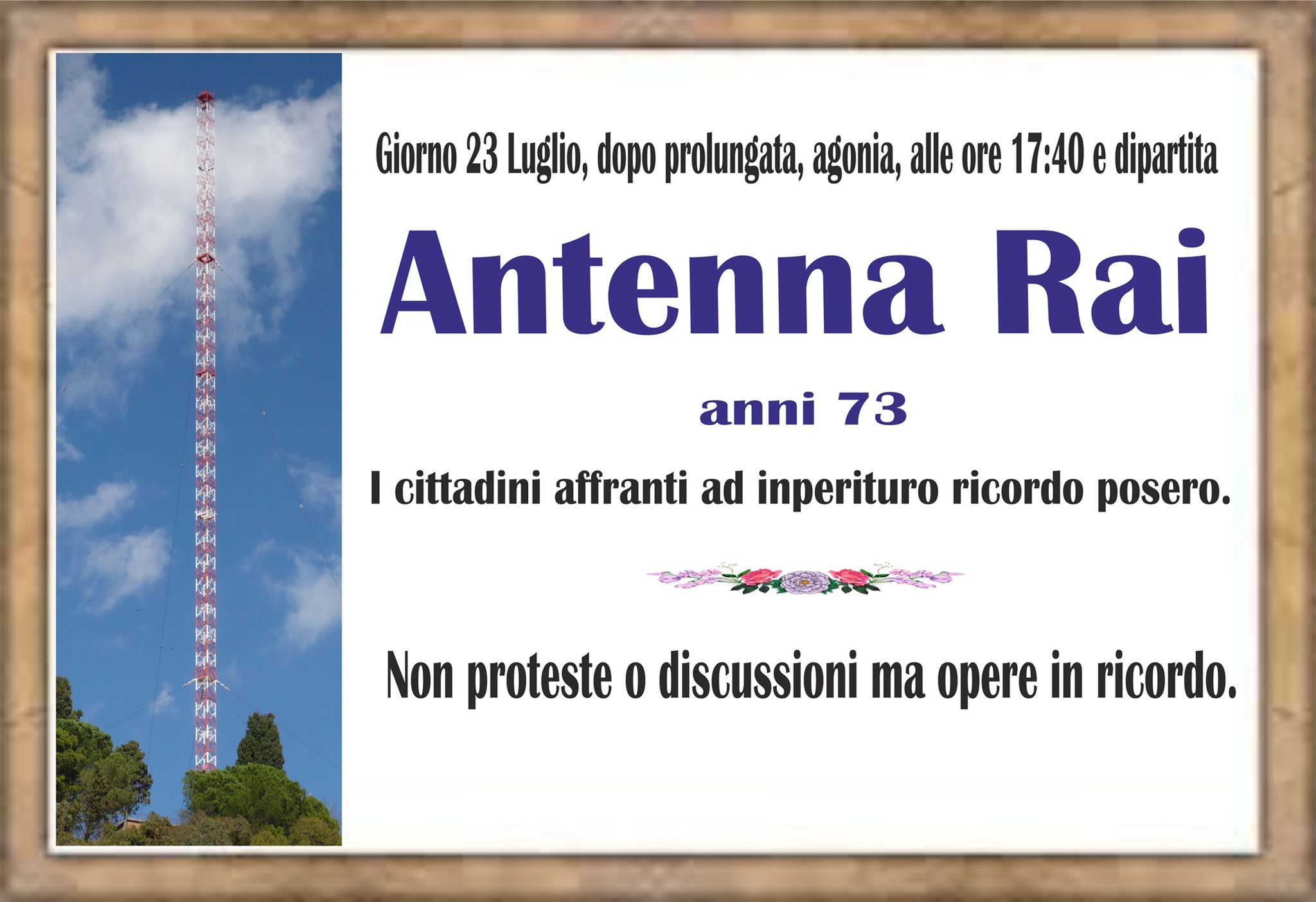 Caltanissetta, l’ultimo saluto all’antenna Rai: tra ironia e cordoglio, spunta anche il necrologio