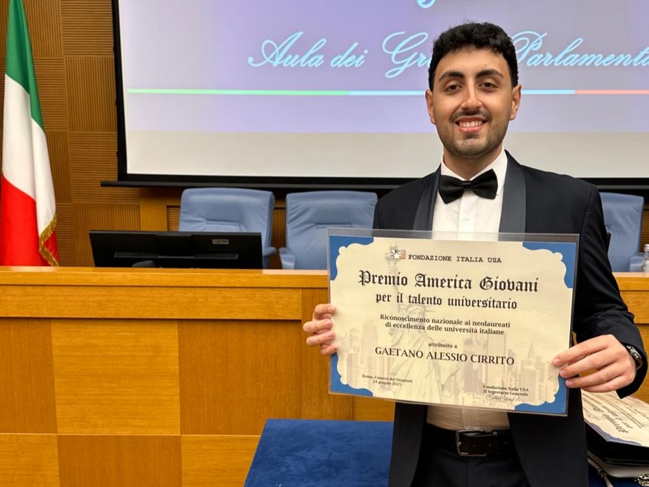 Premio America Giovani: tra i vincitori anche un talento siciliano, il riesino Gaetano Alessio Cirrito premiato alla Camera dei Deputati