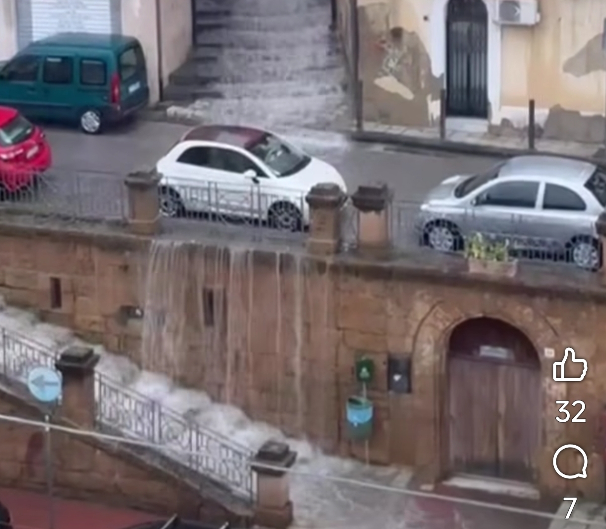 Temporale su Caltanissetta: pioggia torrenziale allaga qualche zona del centro storico, ma senza  conseguenze
