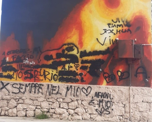 Imbrattato a Brancaccio uno dei murales nella piazza intitolata a don Pino Puglisi