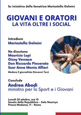 Al Senato convegno su ‘Giovani e oratori, la vita oltre i social