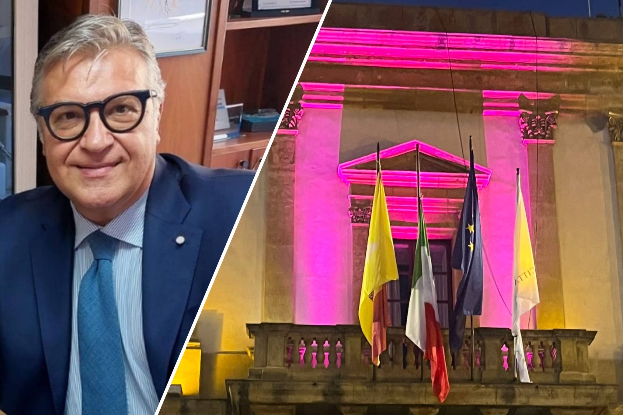 Palazzo del Carmine si tinge di rosa: Caltanissetta accende la speranza contro il tumore al seno