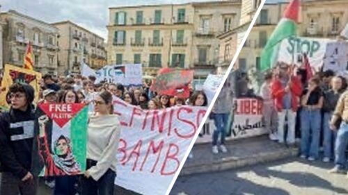 Caltanissetta. “Free, free Palestine!”: partecipato corteo di studenti alla manifestazione in piazza per dire “no” alla guerra in Medio Oriente