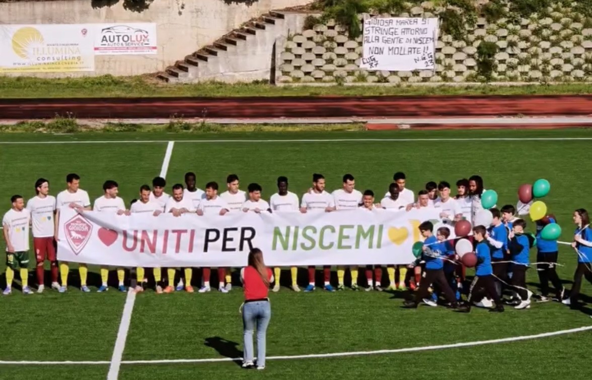 In Eccellenza pari esterno 1-1 del Niscemi sul campo del Gioiosa; l’incasso della partita devoluto per il 50% alla comunità niscemese colpita dalla frana