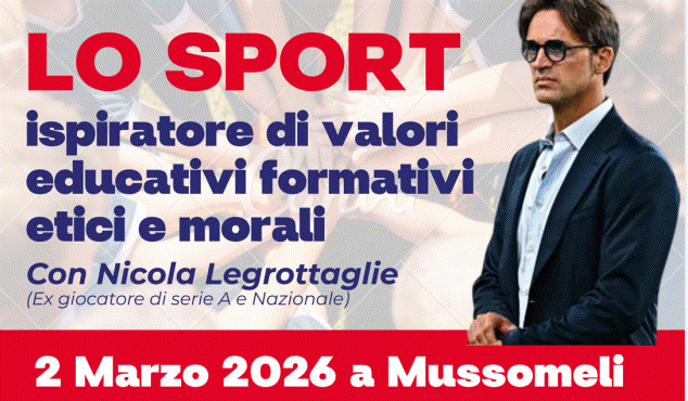 Nicola Legrottaglie, ex giocatore di serie A e Nazionale a Mussomeli. Organizzano Fidapa e Lions club di Mussomeli e Vallone e Aics provinciale di Agrigento