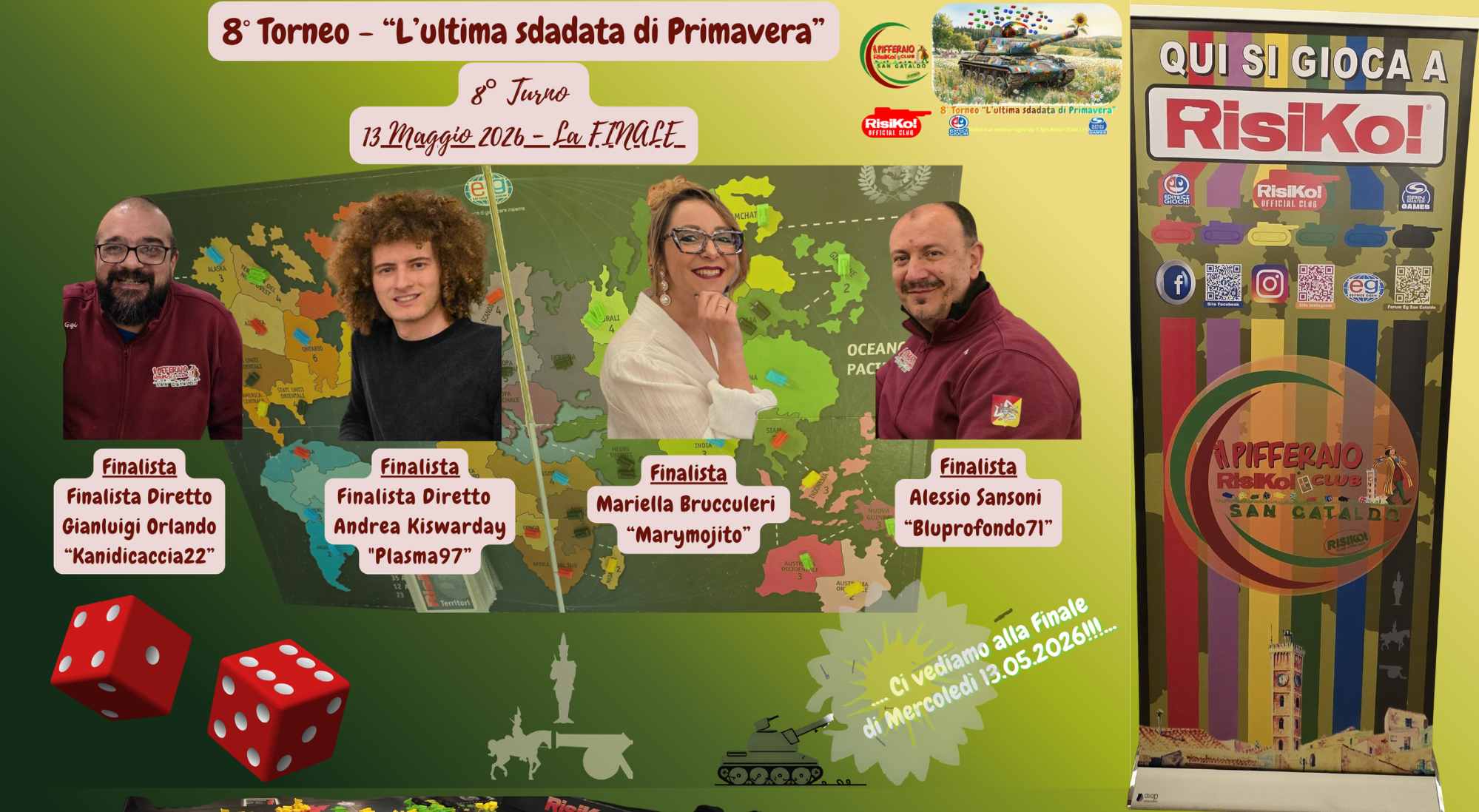 San Cataldo. Risiko Club Ufficiale “Il Pifferaio”: il 13 maggio la finale dell’8° Torneo interno