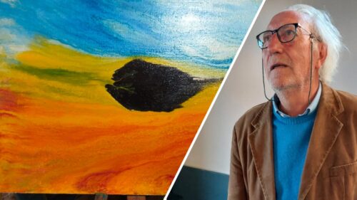 Gangi, tredici tele per un’amicizia: l’omaggio di Mocciaro a Battiato vive tra gli studenti