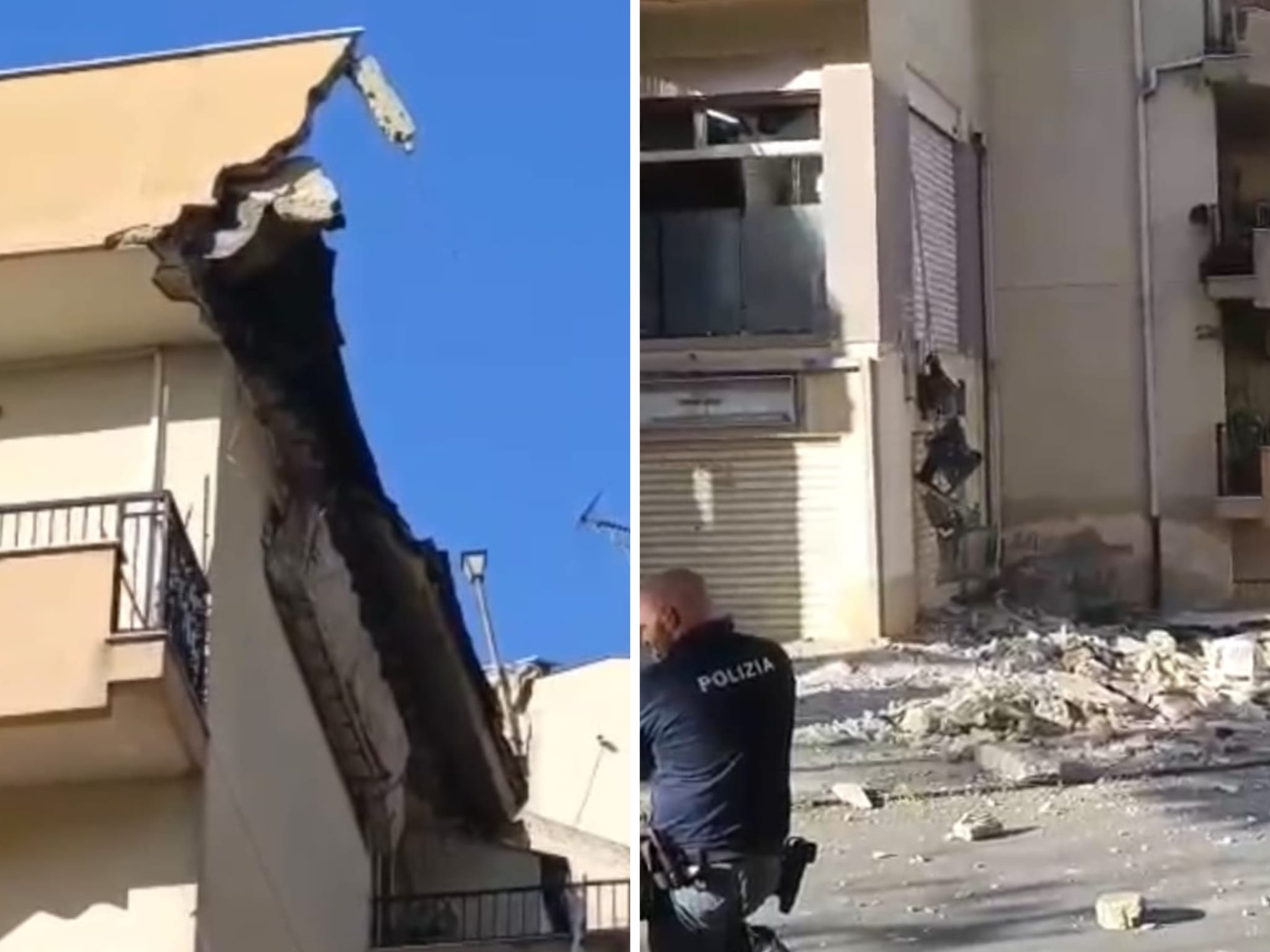 Caltanissetta, crolla parte del solaio di una terrazza in via Gabriele Amico Valenti: tanta paura ma nessun ferito
