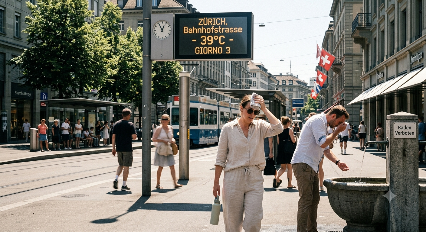 La Svizzera batte il record di caldo, 39 gradi per il terzo giorno consecutivo