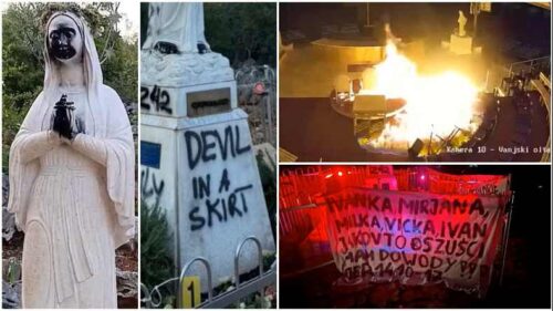 Incendio doloso e atti vandalici al santuario di Medjugorie: danneggiato l’altare esterno, statue della Madonna al Podbrdo, la Collina delle Apparizioni, e alla Croce Blu