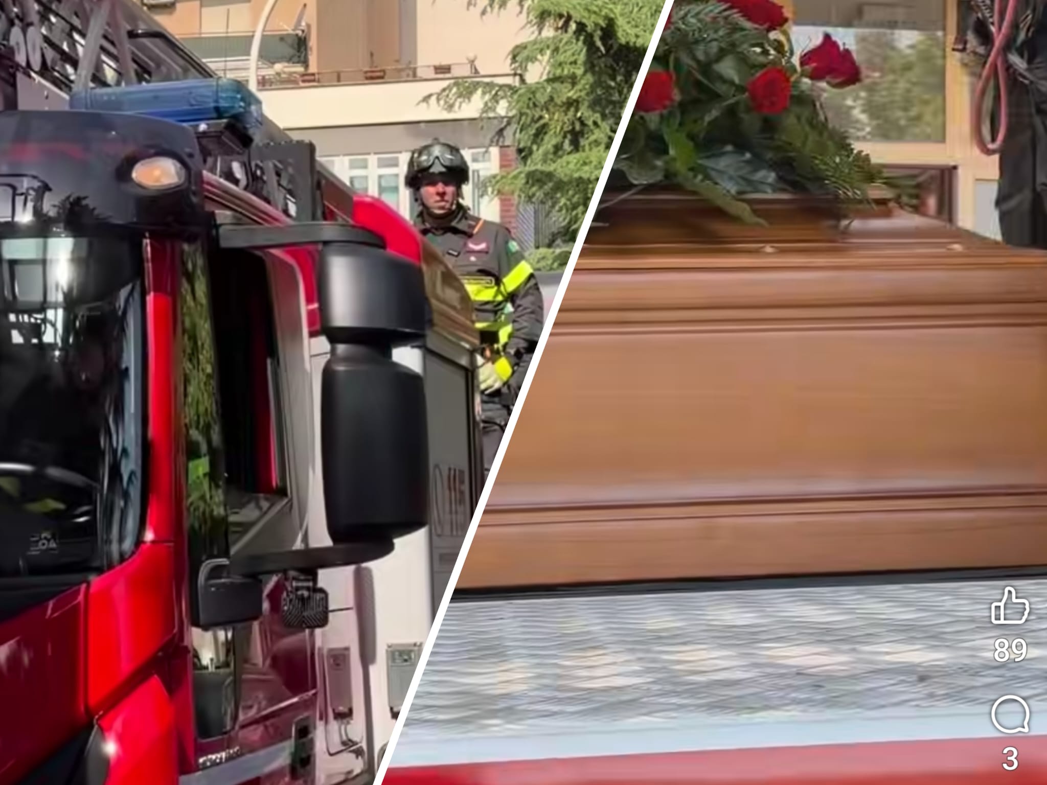 L’ultimo viaggio sull’autoscala: così i Vigili del Fuoco hanno accompagnato Alessandro Marchì verso la Cattedrale di Caltanissetta