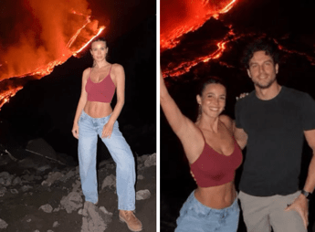 Diletta Leotta, la foto davanti all’Etna in eruzione scatena la polemica: “Cattivo esempio”
