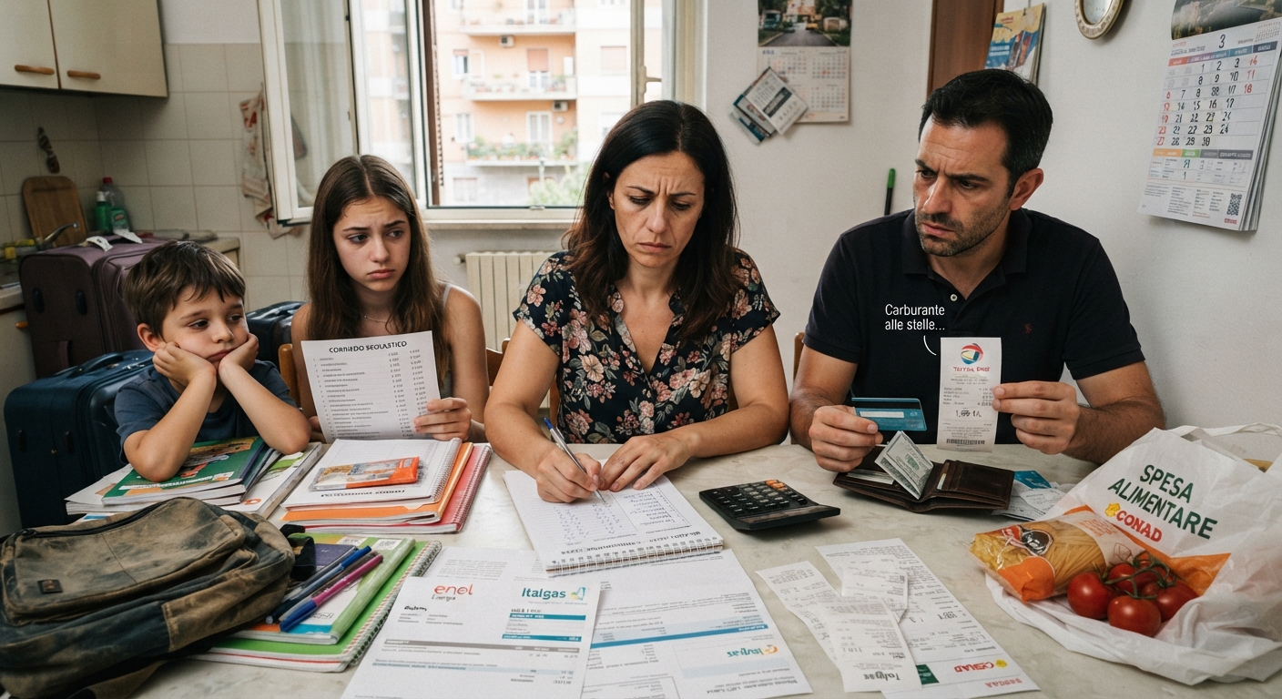 Vacanze finite, al rientro conti in rosso per gli italiani. L’autunno parte con il caro-vita, aumenti su benzina, materiale scolastico e alimentari