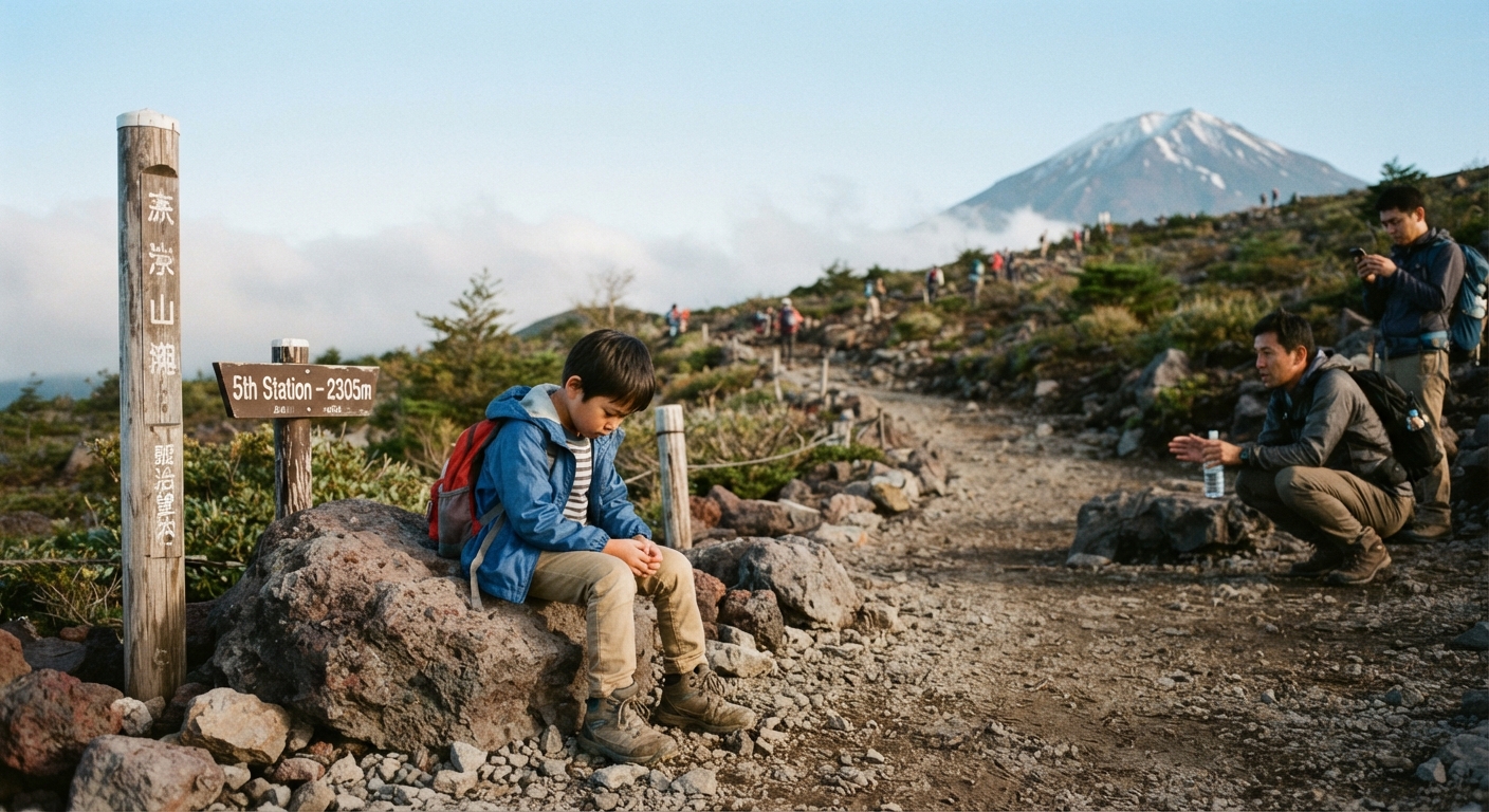 Un padre giapponese abbandona il figlio di 7 anni per ore per scalare il Monte Fuji. Lasciato da solo sul sentiero con solo qualche snack e una bibita