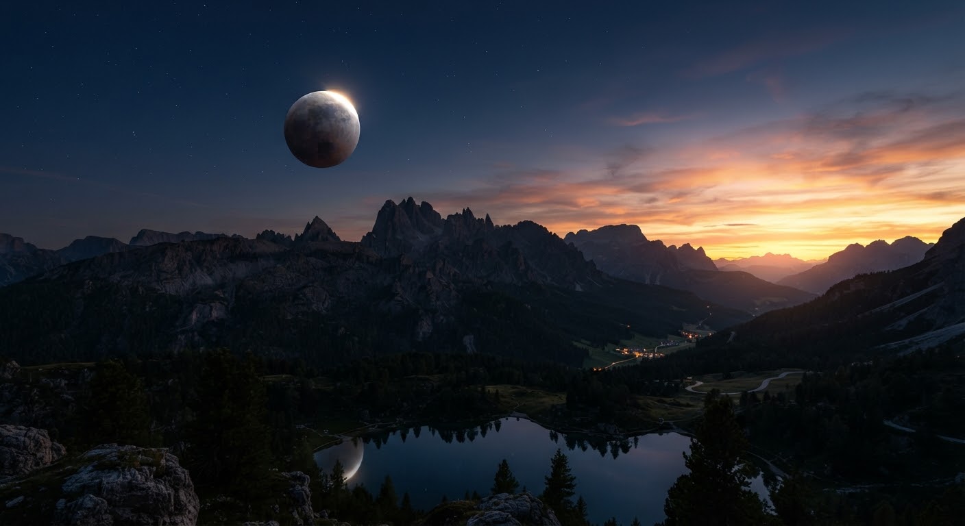 Eclissi lunare, il 96% del disco oscurato all’alba