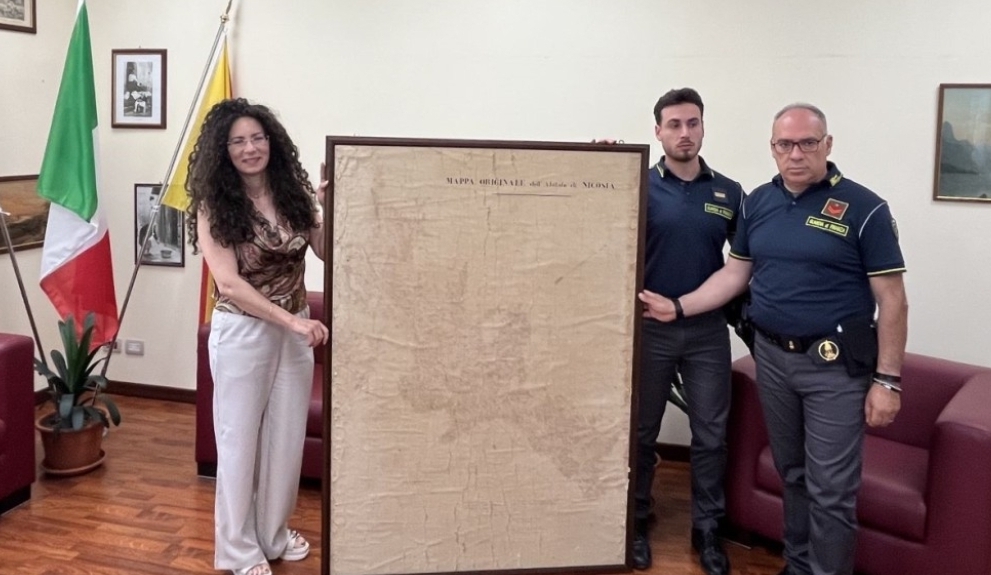 Mappa antica di Nicosia risalente alla fine dell’800 restituita all’Archivio di Stato di Enna