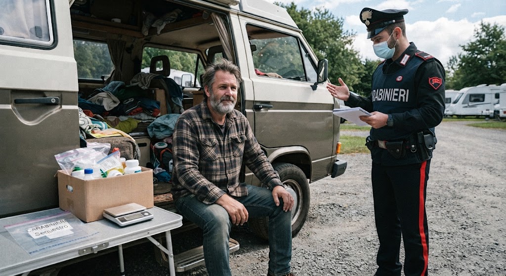 Gli trovano sul camper dieci tipi di droga e lo arrestano, ma le analisi confermano la sua versione: “È per uso personale”